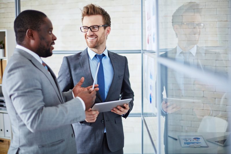 two businessmen having a conversation