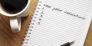 Notepad with new years resolutions