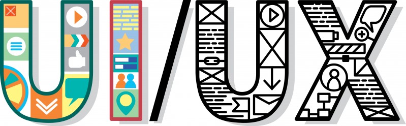 Graphical representation of UI and UX with the design features contained within the letters