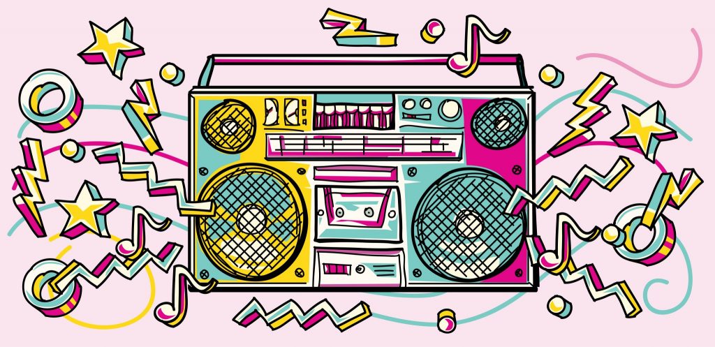 brightly coloured radio representing pop culture in learning