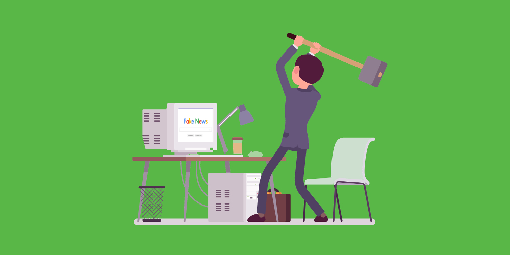 Person getting rid of Google with a hammer
