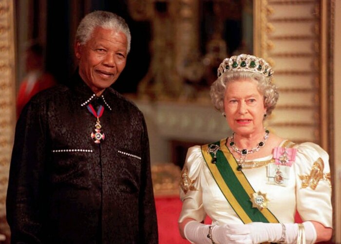 Nelson Mandela with Queen Elizabeth
