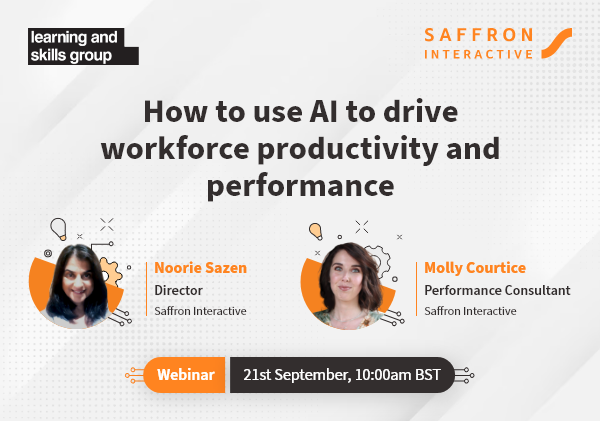Webinar header for How to use AI to drive workforce productivity and performance session