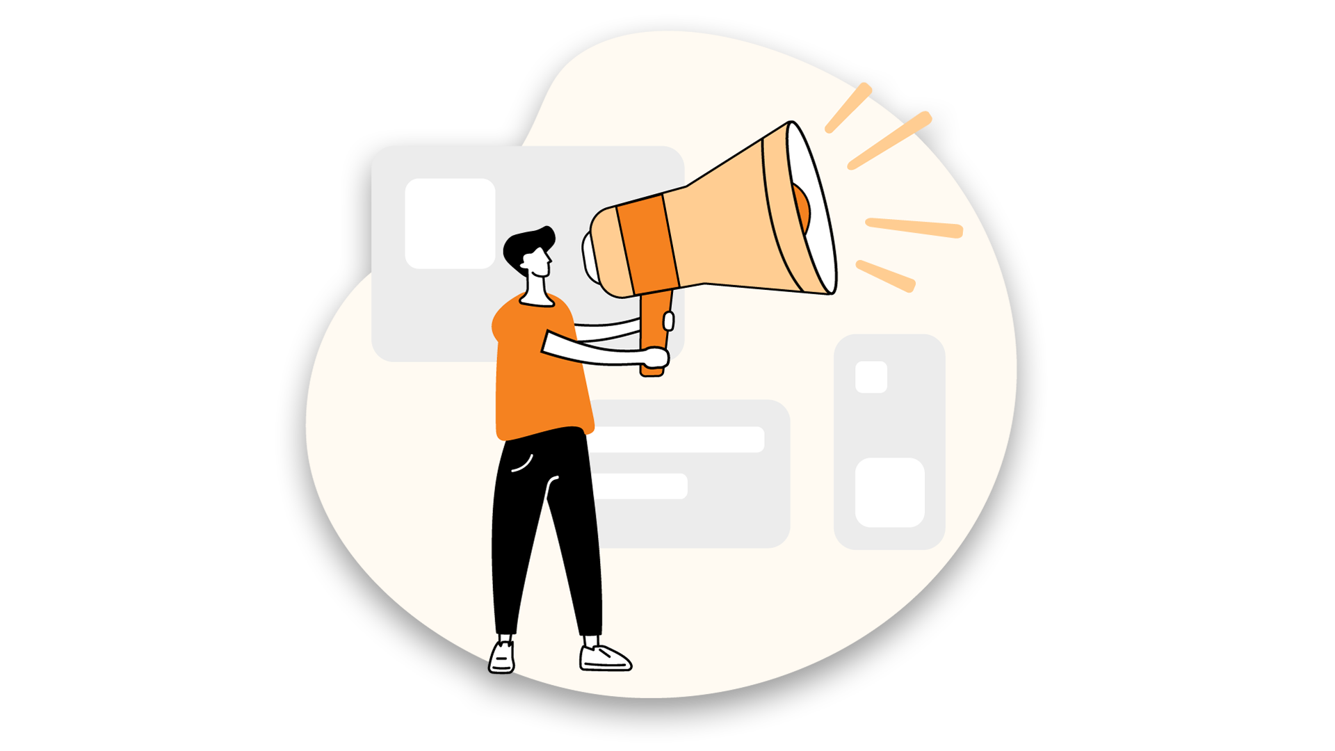 Art of a man with a large megaphone